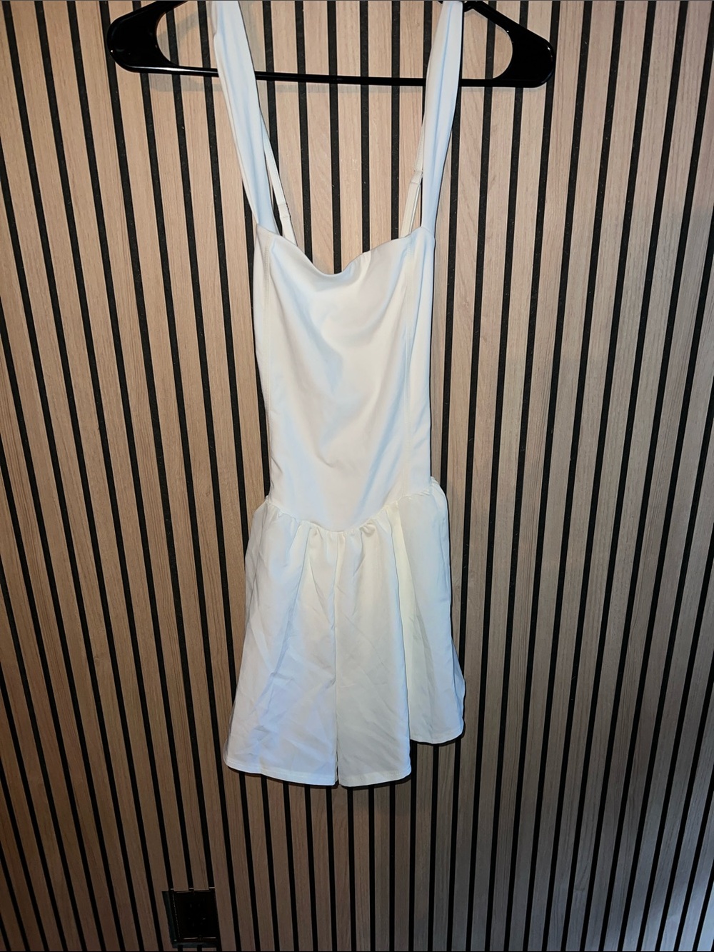 Women's White workout romper - Sleeveless Square Neck